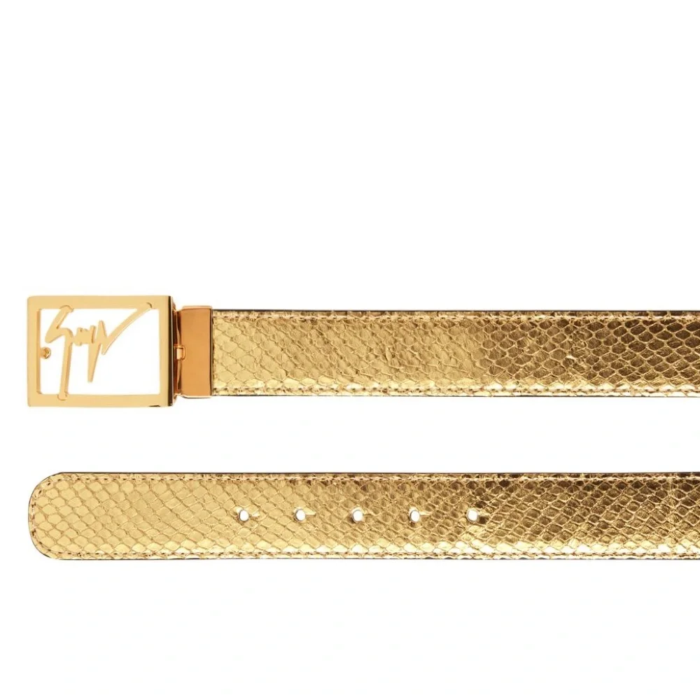 giuseppe zanotti NEW gold leather logo buckle belt - Picture 2 of 5